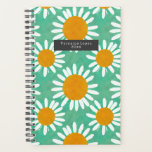 Boho Watercolor Daisies Planer<br><div class="desc">Übergroße Gänge über grünem Hintergrund.</div>