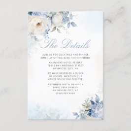 Boho Watercolor Dusty Blue Floral Wedding Details Begleitkarte