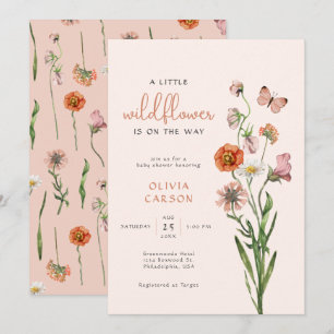 Boho Watercolor Eine kleine Wildblume Kinderdusche Einladung