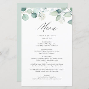 Boho Watercolor Eucalyptus Blätter Menu Card