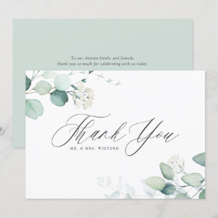 Boho Watercolor Eucalyptus Blätter Wedding Dankeskarte