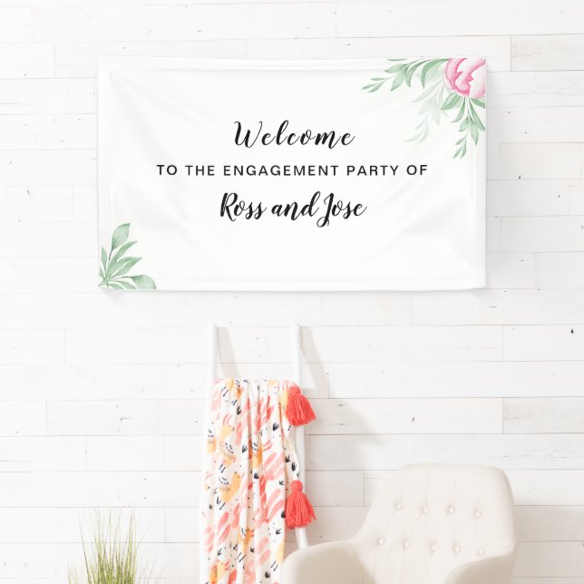 Boho Watercolor Eucalyptus Engagement Banner (Insitu)