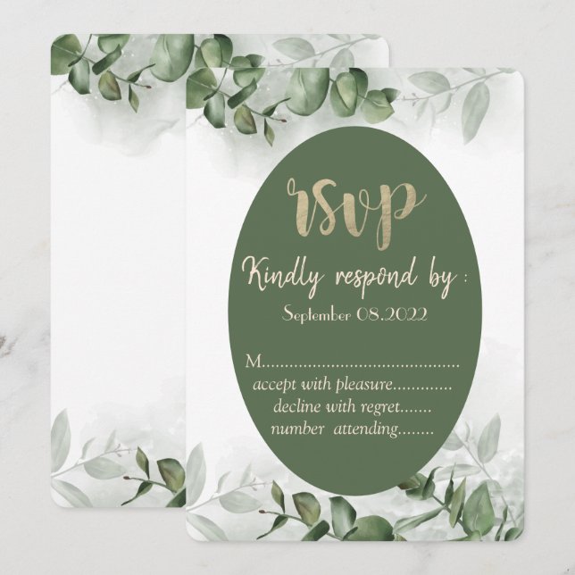 Boho Watercolor Eucalyptus Greenery UAWG Einladung (Vorne/Hinten)