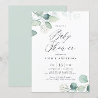 Boho Watercolor Eucalyptus Verlasse Babydusche
