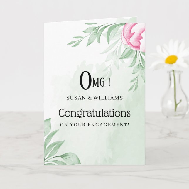 Boho Watercolor Eucalyptus Verlobt Herzlichen Glüc Karte (Kleine Pflanze)