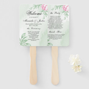 Boho Watercolor Eucalyptus Wedding Program Fächer