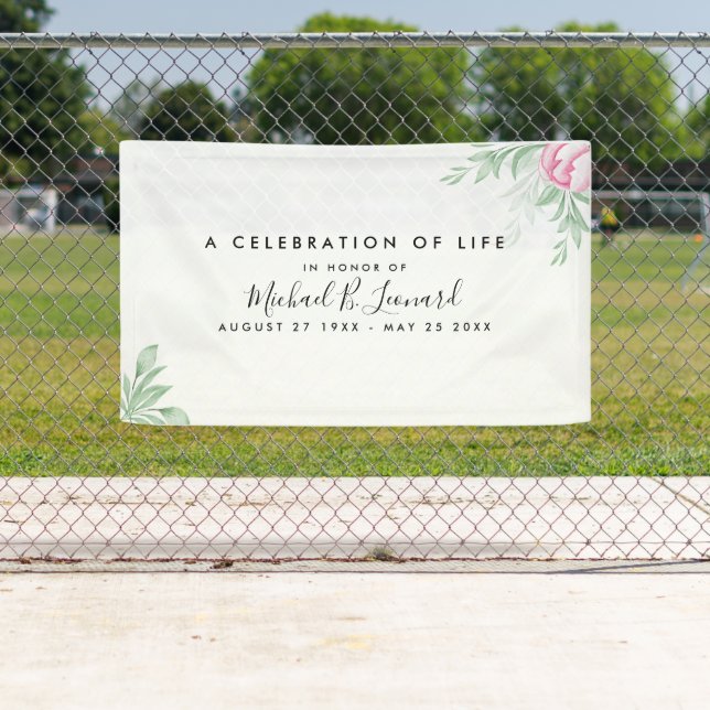 Boho Watercolor Eukalyptus Funeral Memorial Banner (Insitu)