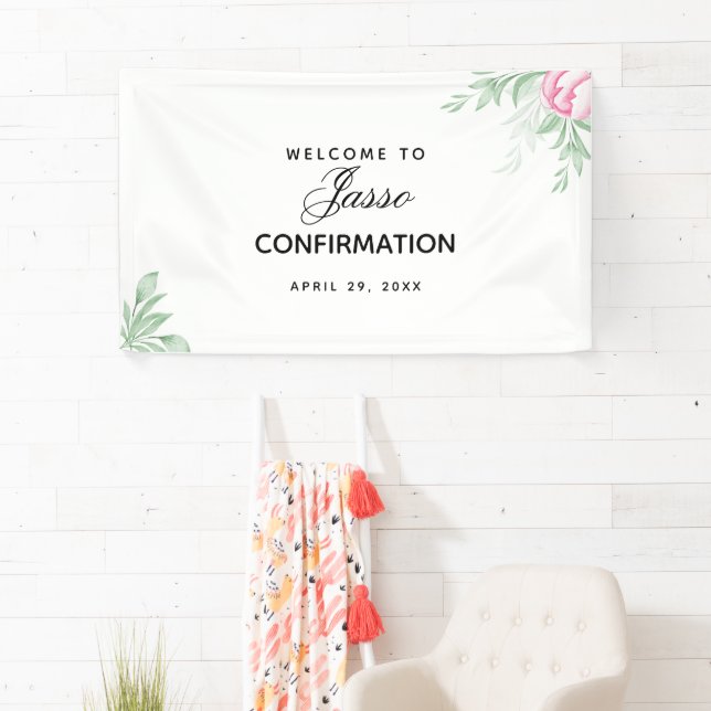 Boho Watercolor Eukalyptus Greenery Confirmation Banner (Insitu)