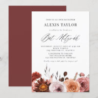 Boho Watercolor Fall Blume Bat Mitzvah
