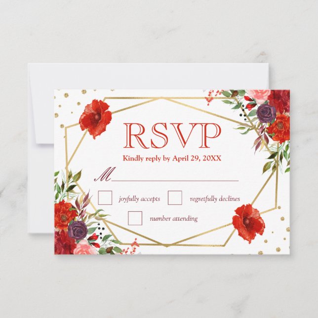 Boho Watercolor Fall Blume Hochzeit RSVP Card (Vorderseite)