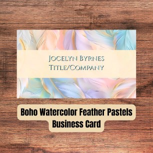 Boho Watercolor Feather Pastels Business Card Visitenkarte