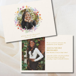 Boho Watercolor Floral 2 Foto Abschluss Ankündigung