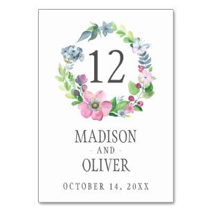 Boho Watercolor Floral & Butterfly   Hochzeit Tischnummer