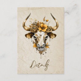 Boho Watercolor Floral Cow Skull Wedding QR Code Begleitkarte