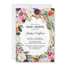 Boho Watercolor Floral Frame Bridal Luncheon