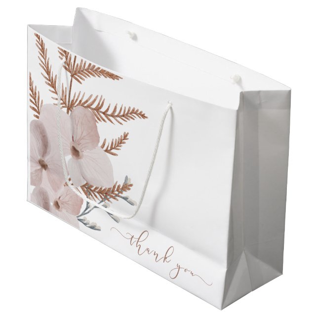 Boho Watercolor Floral Geschenktasche Große Geschenktüte (Vorderseite Schrägansicht)