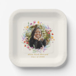 Boho Watercolor Floral Graduation Party Foto Pappteller