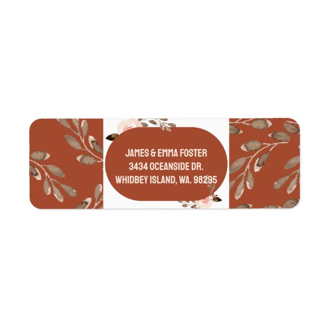 Boho Watercolor Floral Rücksendeadressen-Aufkleber (Vorne)