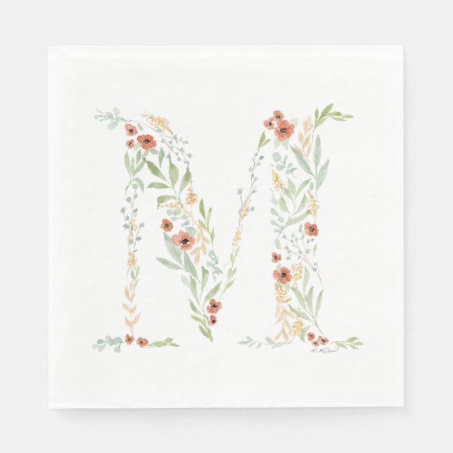 Boho Watercolor Floral Serviette (Vorderseite)