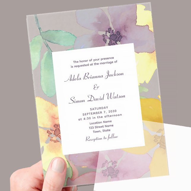 Boho Watercolor Floral Wedding Acryleinladungen (Von Creator hochgeladen)