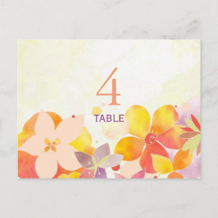 Boho Watercolor Floral Wedding Tischnummer Card
