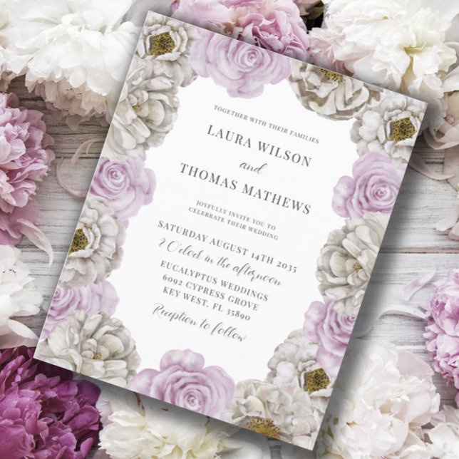 Boho Watercolor Florals Pink & White Wedding (Von Creator hochgeladen)