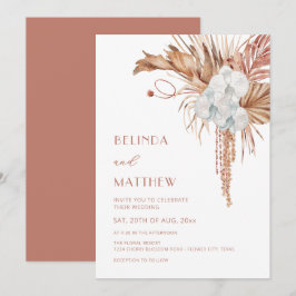 Boho Watercolor Flowers Casual Wedding Einladung