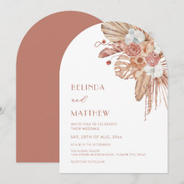 Boho Watercolor Flowers Casual Wedding Einladung