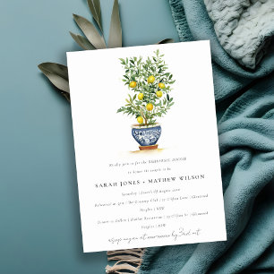 Boho Watercolor Gelbe Zitrone Probe Abendessen Einladung
