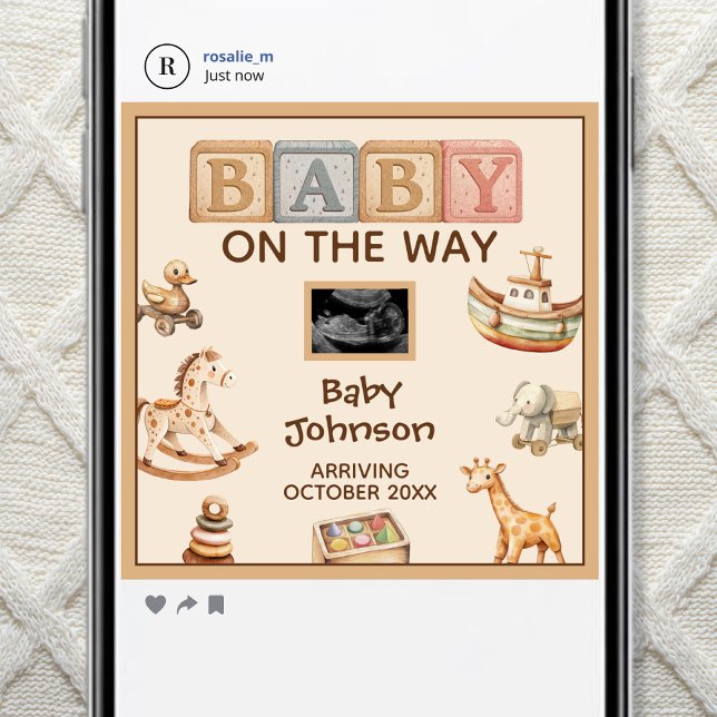 Boho Watercolor Gender Neutral Digital Pregnancy Ankündigung (Von Creator hochgeladen)