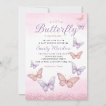 Boho Watercolor Glitzer Butterfly Girl Babydusche