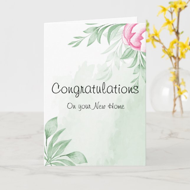 Boho Watercolor gratuliert neuen Zuhause Karte (Gelbe Blume)