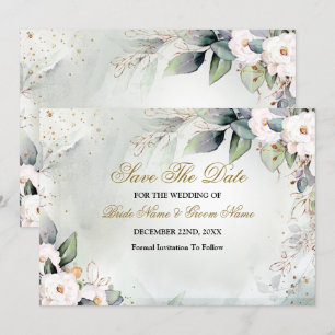 Boho Watercolor Greenery Floral Shiny Modern Save The Date