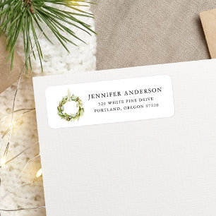 Boho Watercolor Greenery Wreath Rücksendeadresse