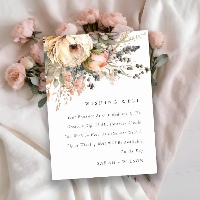 Boho Watercolor Herbstblütenhochzeit wünscht sich  Begleitkarte (Von Creator hochgeladen)