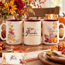 Boho-Watercolor-Kürbis & Blätter Thanksgiving