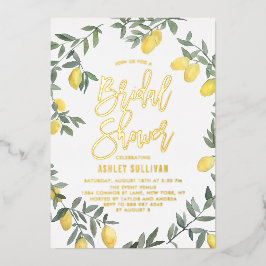 Boho Watercolor Lemon Wreath Brautparty Folieneinladung