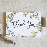Boho Watercolor Lemon Wreath Summer Dankeskarte<br><div class="desc">Vielen Dank an Familie und Freunde, dass sie Teil Ihrer Veranstaltung mit dieser Zitrone Dankeschön Karte. Es ist mit einem Aquarellkranz aus Zitronen und Grünpflanzen ausgestattet. Personalisieren Sie diese, indem Sie Namen und Nachrichten hinzufügen. Diese Zitrone Dankkarte ist ideal für Hochzeiten im Sommer und Zitrone, Babyduschen, Brautpartys, Geburtstage und vieles...</div>