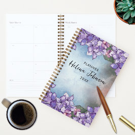 Boho Watercolor Lila Lavender Hydrangea Frame Planer