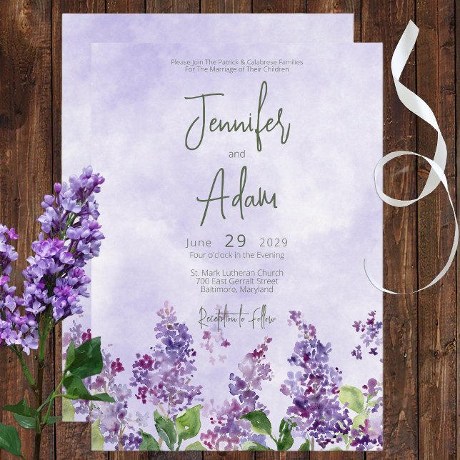 Boho Watercolor Lilac Blume Einladung Hochzeit (Von Creator hochgeladen)