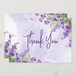 Boho Watercolor Lilac Blume Hochzeit Dankeskarte