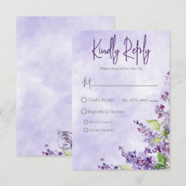 Boho Watercolor Lilac Blume Hochzeit RSVP Karte