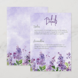 Boho Watercolor Lilac Blume Hochzeiten Details Begleitkarte