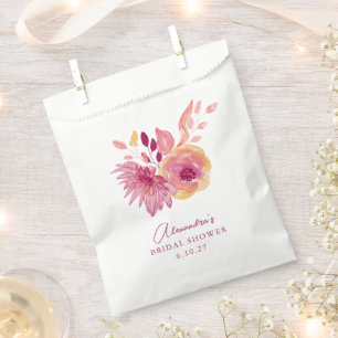Boho Watercolor Magenta Red Blume Brautparty Geschenktütchen