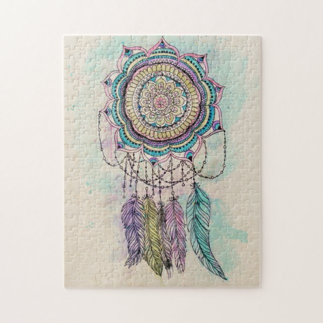 Boho Watercolor Mandala Dreamcatcher (Vertikal)