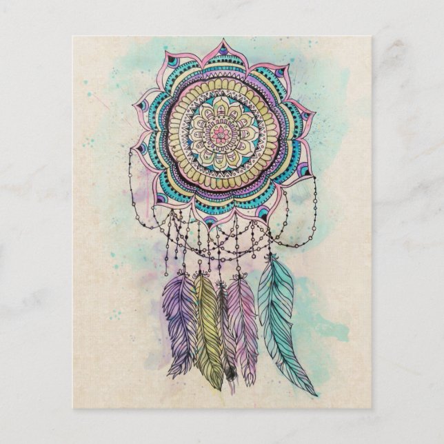 Boho Watercolor Mandala Dreamcatcher Flyer (Vorne)