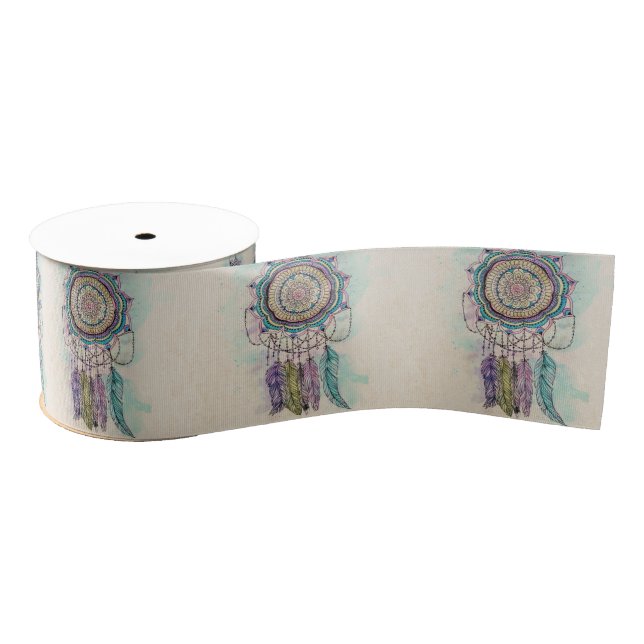 Boho Watercolor Mandala Dreamcatcher Ripsband (Spule)