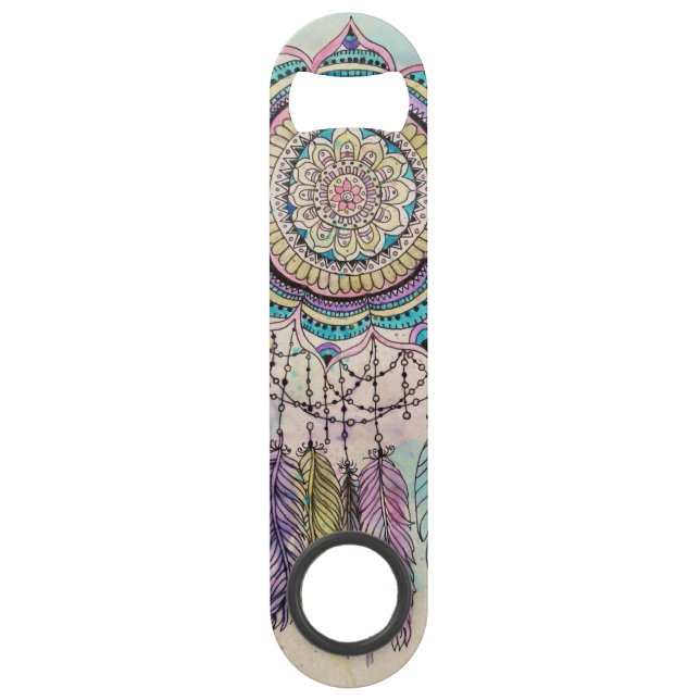 Boho Watercolor Mandala Dreamcatcher Speedflaschenöffner (Vorderseite)