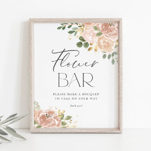 Boho Watercolor Mauve Peach Blume Blume Bar Poster