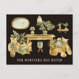 Boho Watercolor Monstera Moving Faire-part